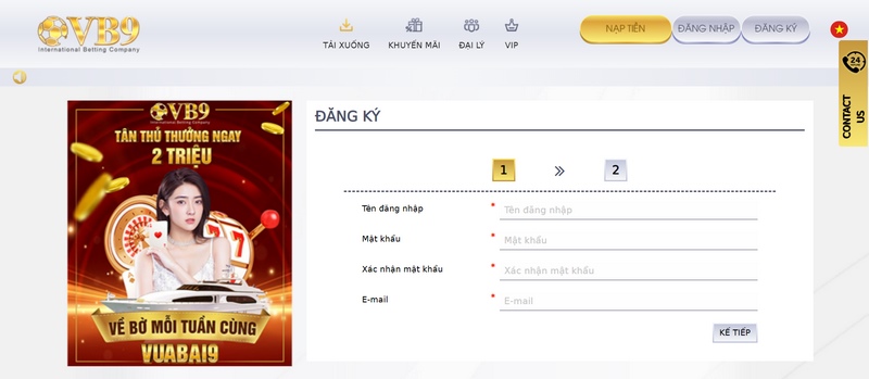 Đăng ký tài khoản VB9 nhanh chóng an toàn