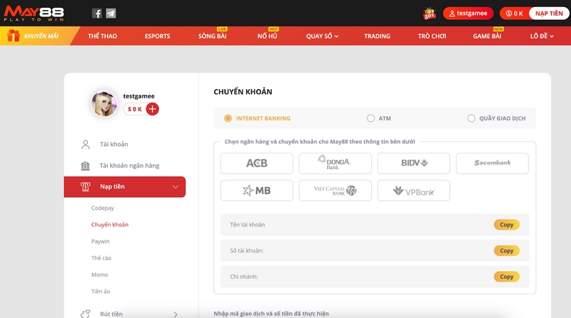 Thanh toán tại nhà cái