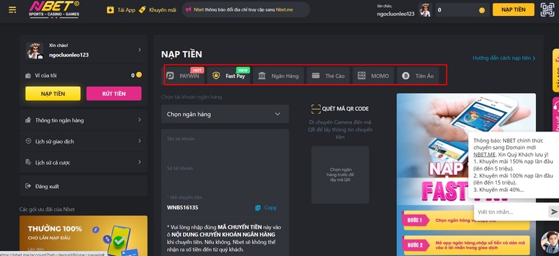 Phương thức thanh toán mà nhà cái triển khai siêu đa dạng