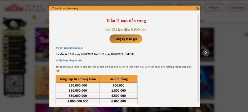 Tuần lễ nạp tiền vàng giá trị tối đa 6 triệu cho mọi khách hàng