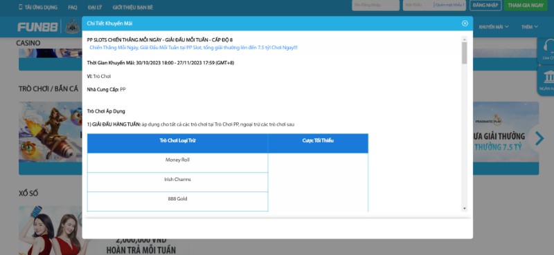 Khuyến mãi Fun88 - Cơn mưa giải thưởng tại PP SLOTS