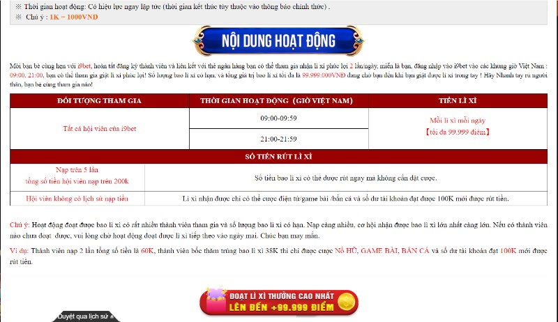 Chương trình chuẩn giờ phát thưởng 2 lần/ngày dành cho tất cả hội viên