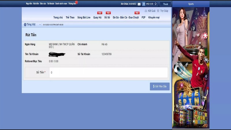 Chuyển tiền M8win về tài khoản ngân hàng không hề mất phí